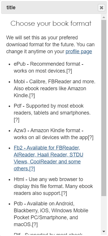opciones para descargar sus libros gratis en Manybooks